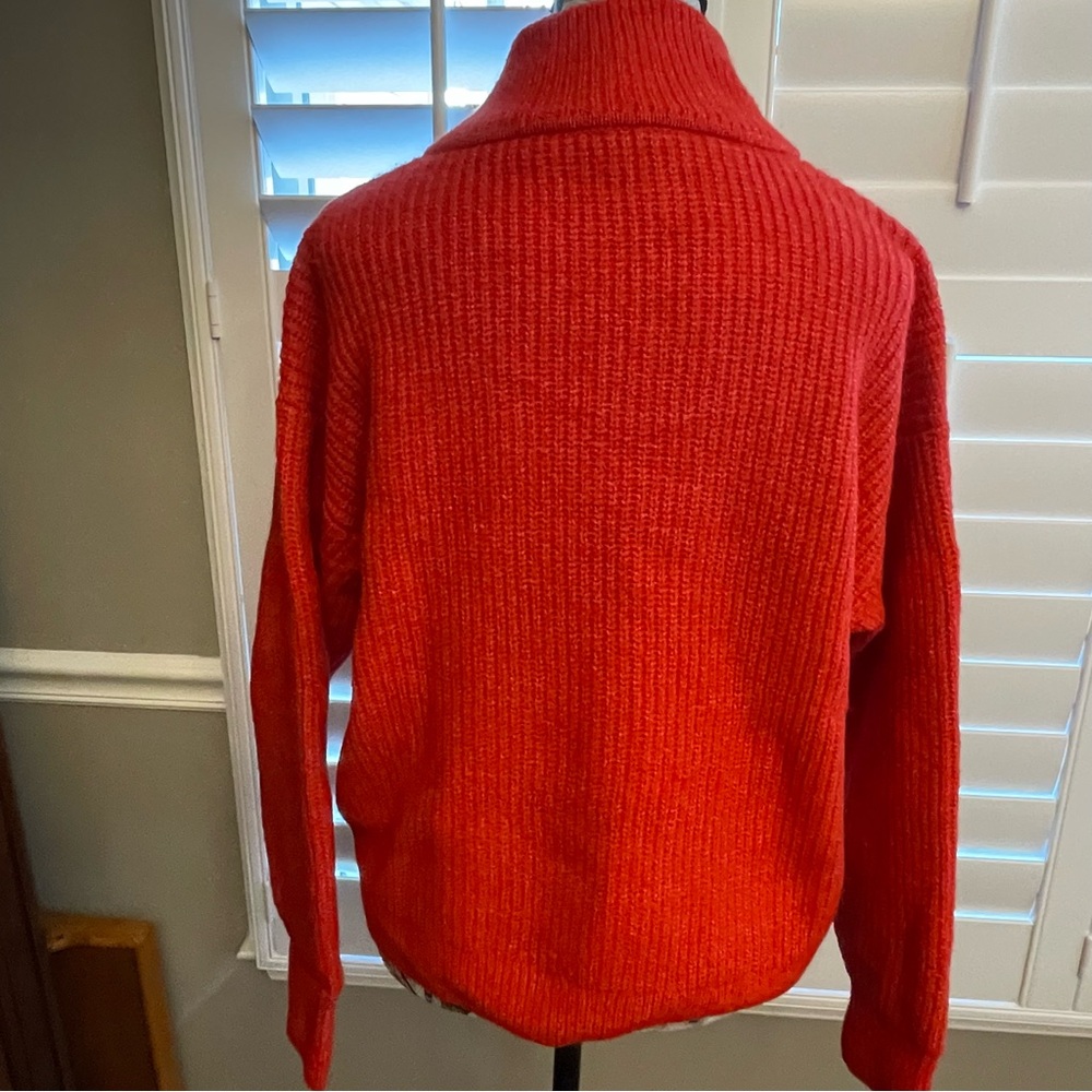 Vince Camuto Bold Orange Zip-Up Sweater - Picture 5 of 9